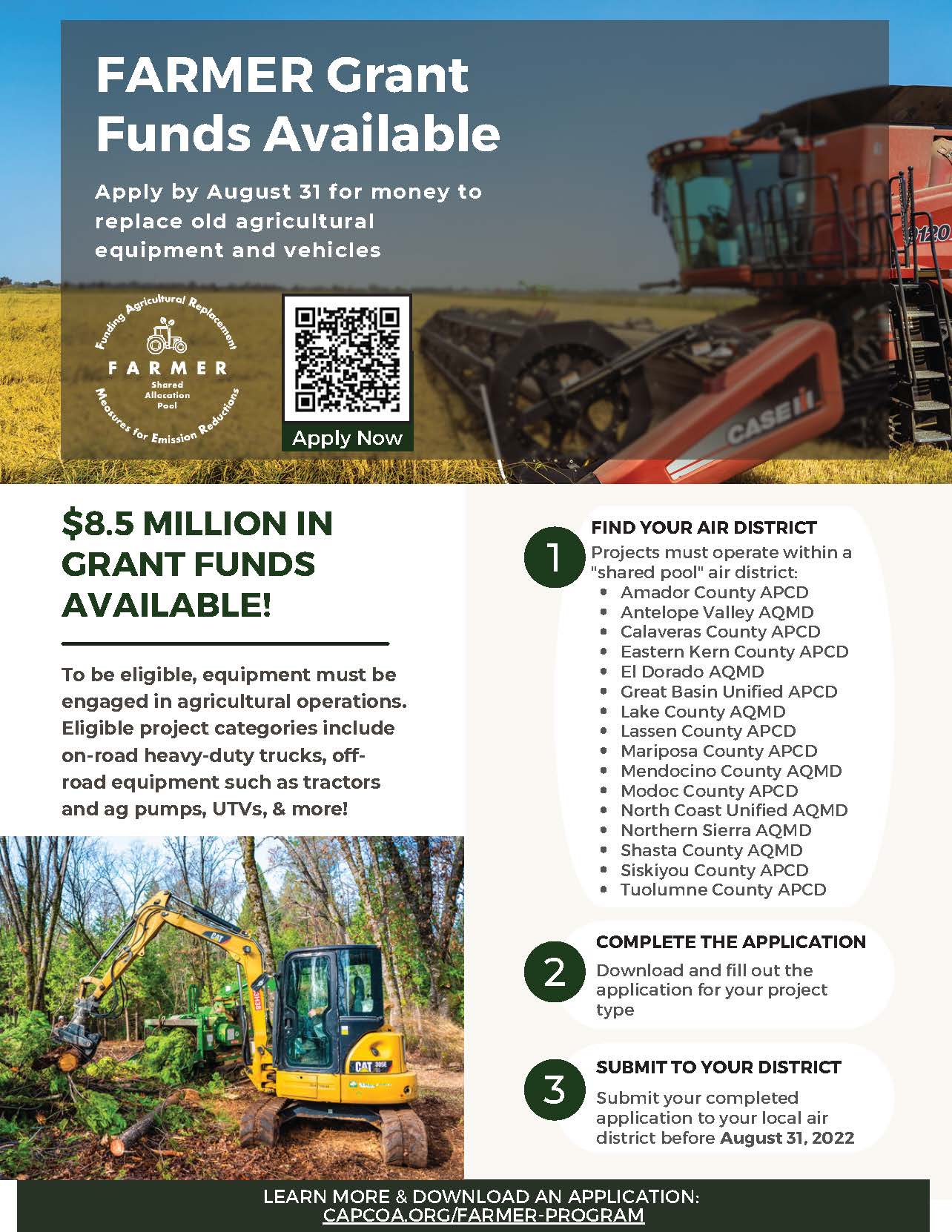 Applications due August 31 for FARMER funding to upgrade agricultural